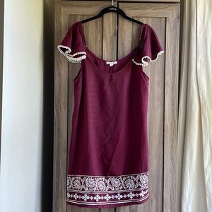 EUC Embroidered Cold Shoulder Midi Dress